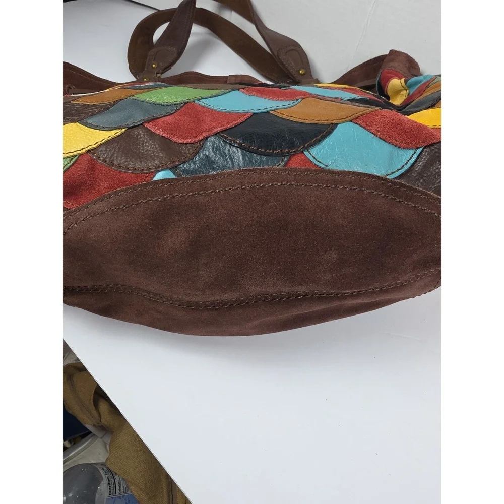 Vtg Y2K Lucky Brand Sabrina Hobo/Shoulder Bag Scalloped Patchwork Leather